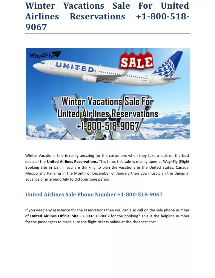winter vacations sale for united airlines