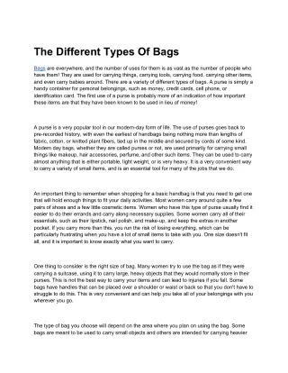 The Different Types Of Bags