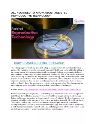 ALL YOU NEED TO KNOW ABOUT ASSISTED REPRODUCTIVE TECHNOLOGY