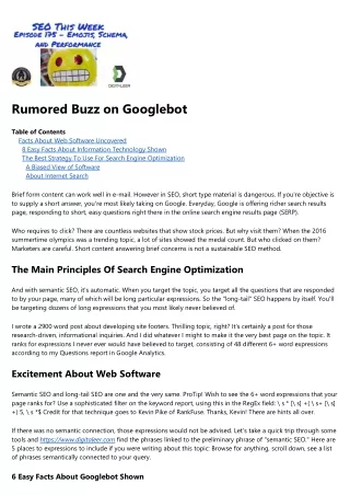 rumored buzz on googlebot