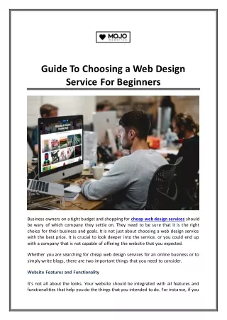 Guide To Choosing a Web Design Service For Beginners