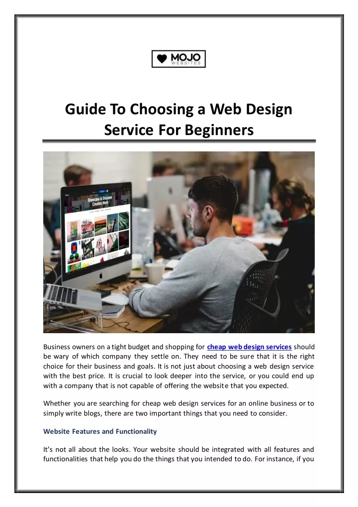 guide to choosing a web design service