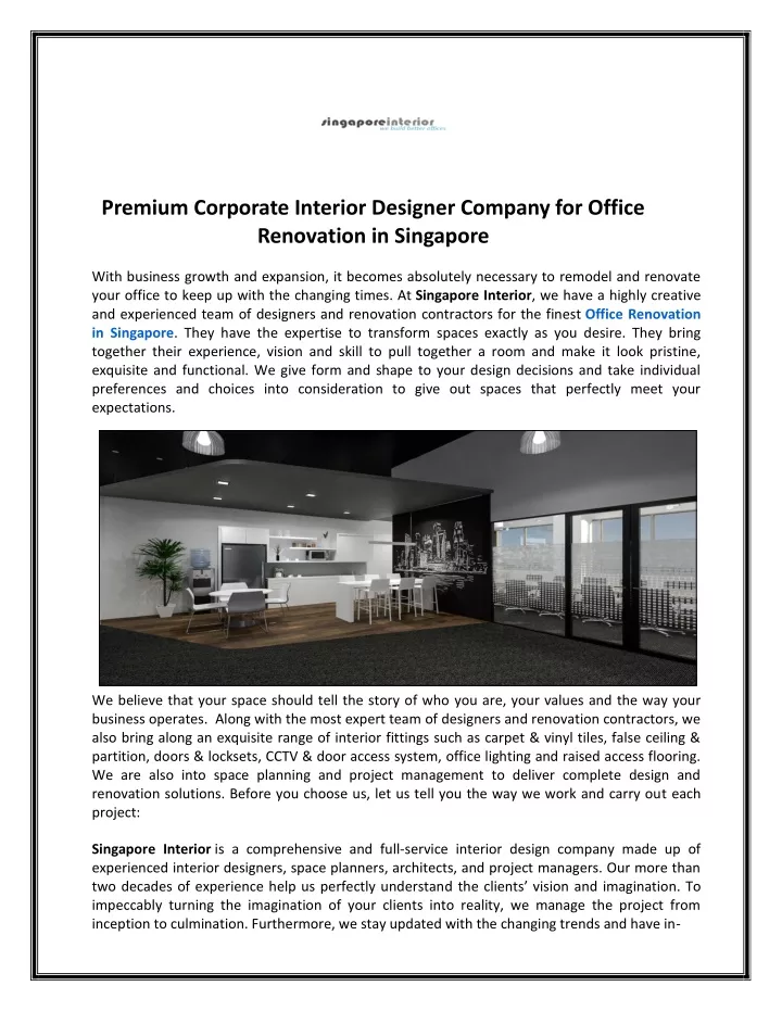 premium corporate interior designer company