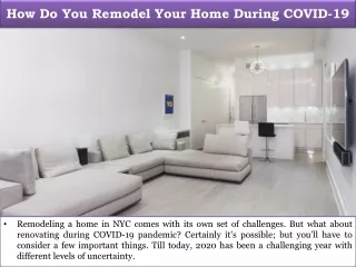 how do you remodel your home during covid 19