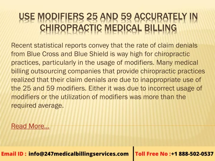 use modifiers 25 and 59 accurately in chiropractic medical billing