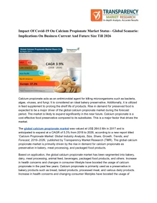 impact of covid 19 on calcium propionate market