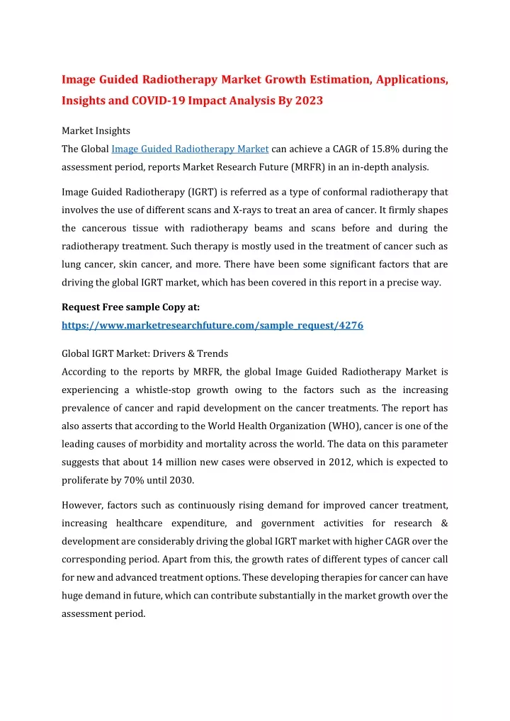 image guided radiotherapy market growth