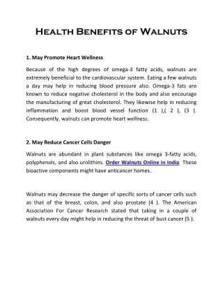 Health Benefits Of Walnuts