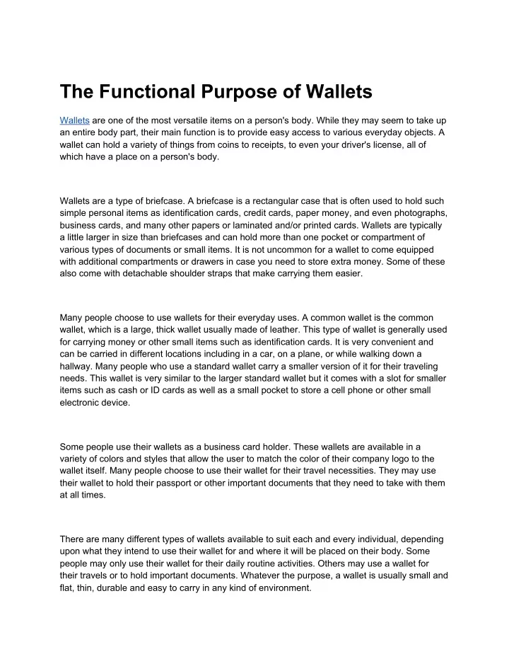 the functional purpose of wallets
