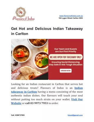 Get Hot and Delicious Indian Takeaway in Carlton