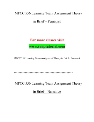 MFCC 556  Marvelous Teaching / snaptutorial.com