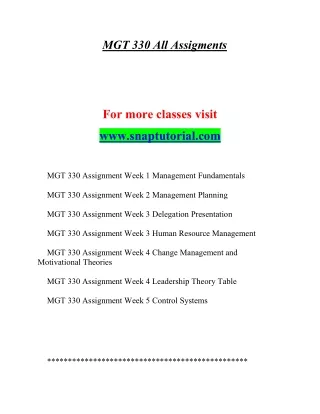 MGT 330  Marvelous Teaching / snaptutorial.com