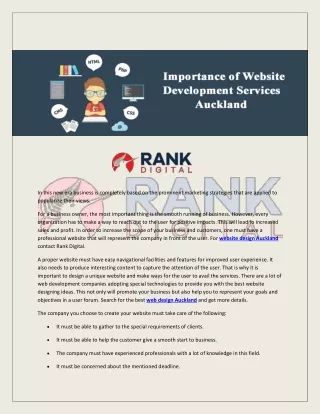 Importance of Website Development Services Auckland