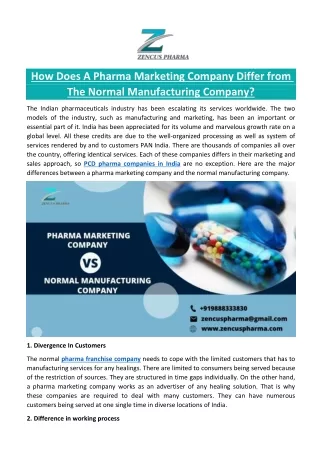 How Does A Pharma Marketing Company Differ from The Normal Manufacturing Company?