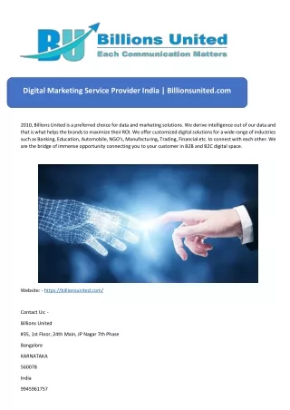 Digital Marketing Service Provider India | Billionsunited.com