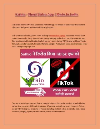 Sathio - Short Video Platform  India Ka TikTok