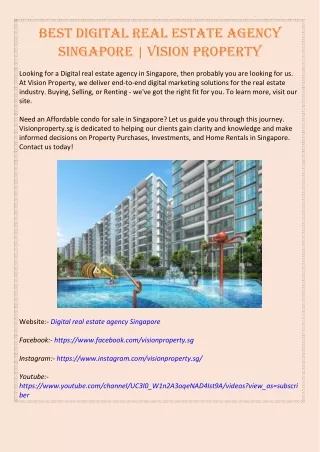 Best Digital Real Estate Agency Singapore | Vision Property
