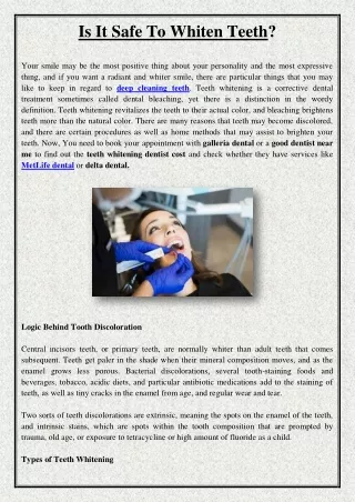 is it safe to whiten teeth