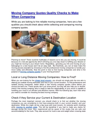 moving company quotes quality checks to make when