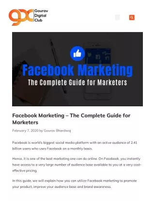 Facebook Marketing  The Complete Guide for Marketers | Gourav Digital Club