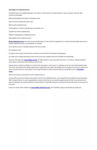 advantages of a dedicated server