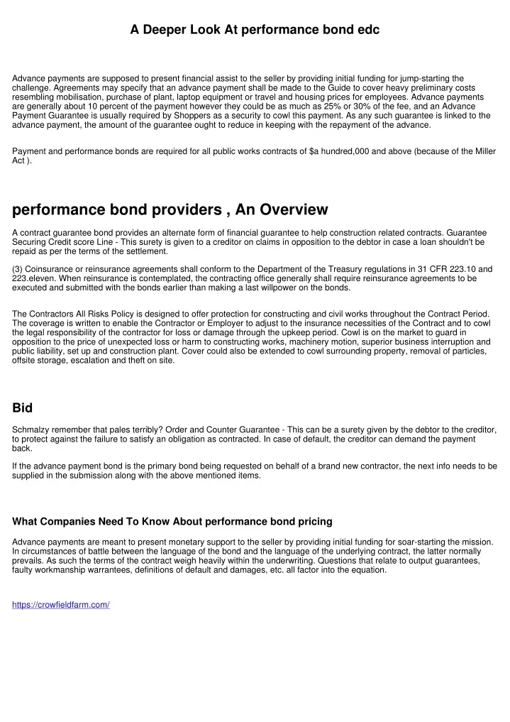 a deeper look at performance bond edc