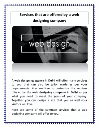 Services that are offered by a web designing company