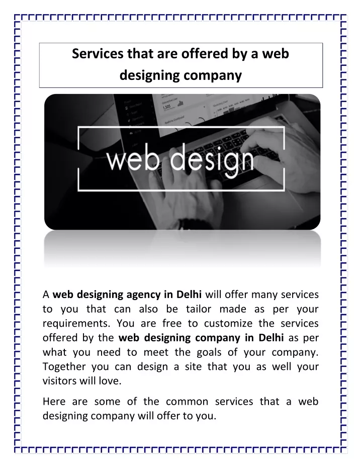services that are offered by a web designing
