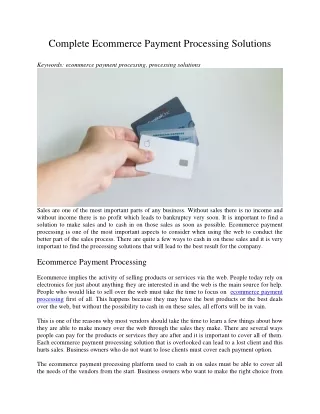 complete ecommerce payment processing solutions