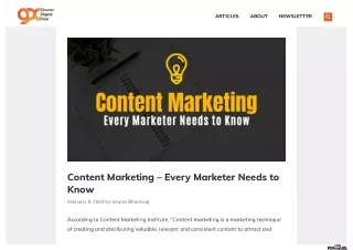 Content Marketing – Every Marketer Needs to Know | Gourav Digital Club