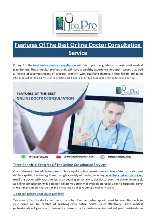 Features Of The Best Online Doctor Consultation Service