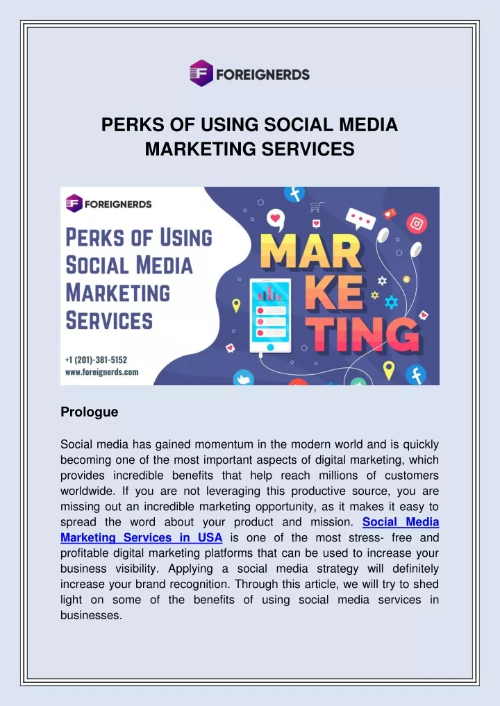 perks of using social media marketing services