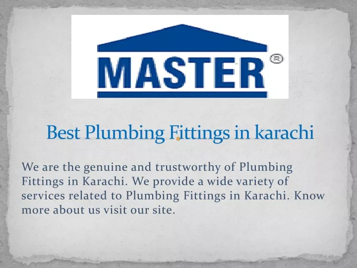 best plumbing fittings in karachi