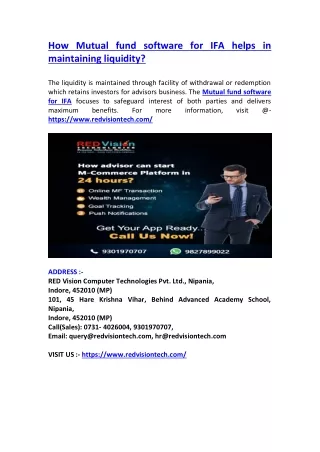 how mutual fund software for ifa helps