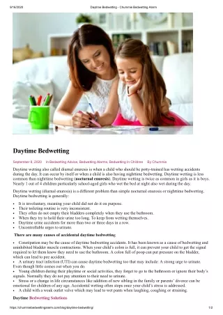 Daytime Bedwetting - Chummie Bedwetting Alarm