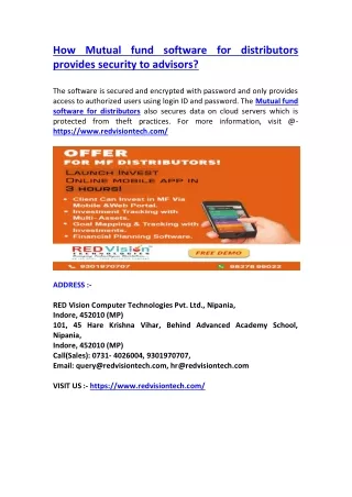 how mutual fund software for distributors