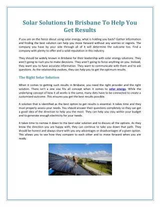 solar solutions in brisbane to help