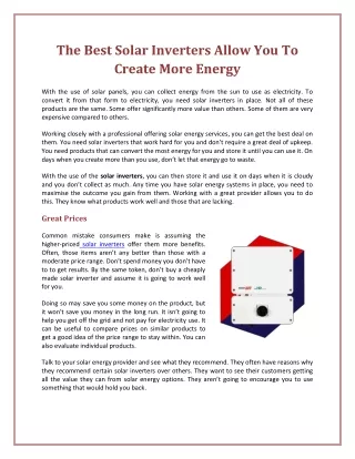 the best solar inverters allow you to create more