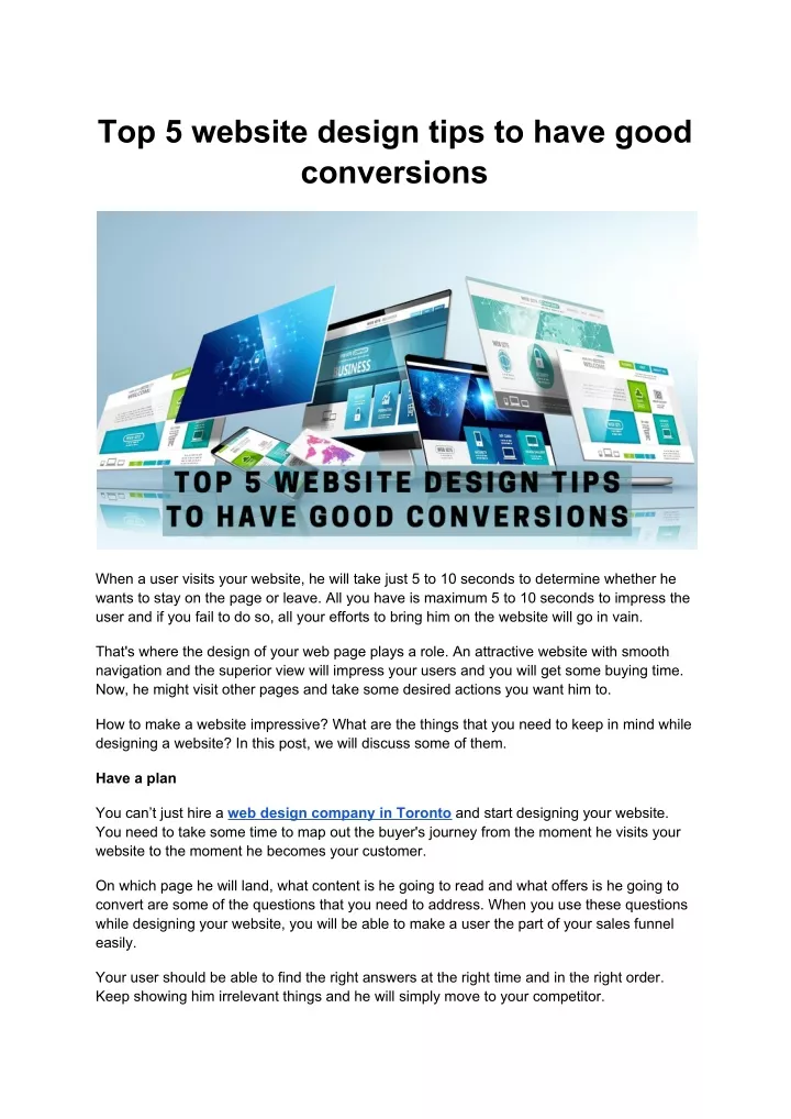 top 5 website design tips to have good conversions