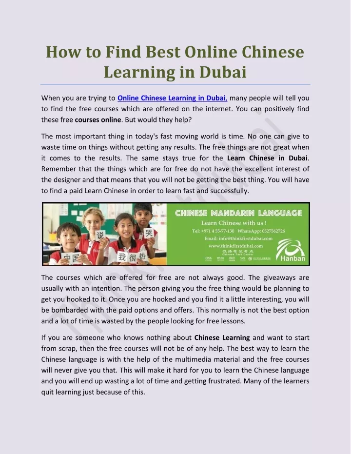 how to find best online chinese learning in dubai