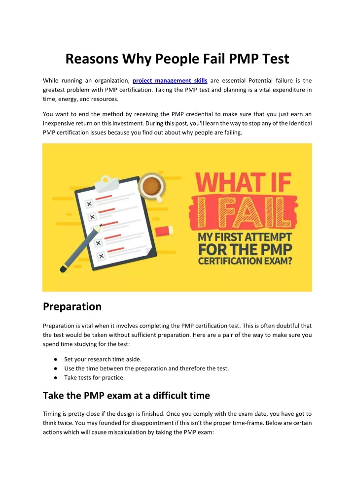 reasons why people fail pmp test