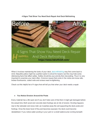4 Signs That Show You Need Deck Repair And Deck Refinishing