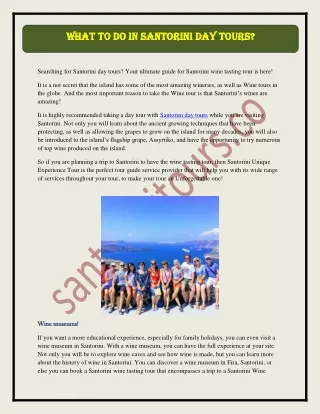what to do in santorini day tours what