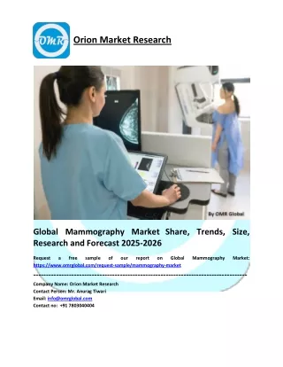 Global Mammography Market Size, Industry Trends, Share and Forecast 2019– 2025