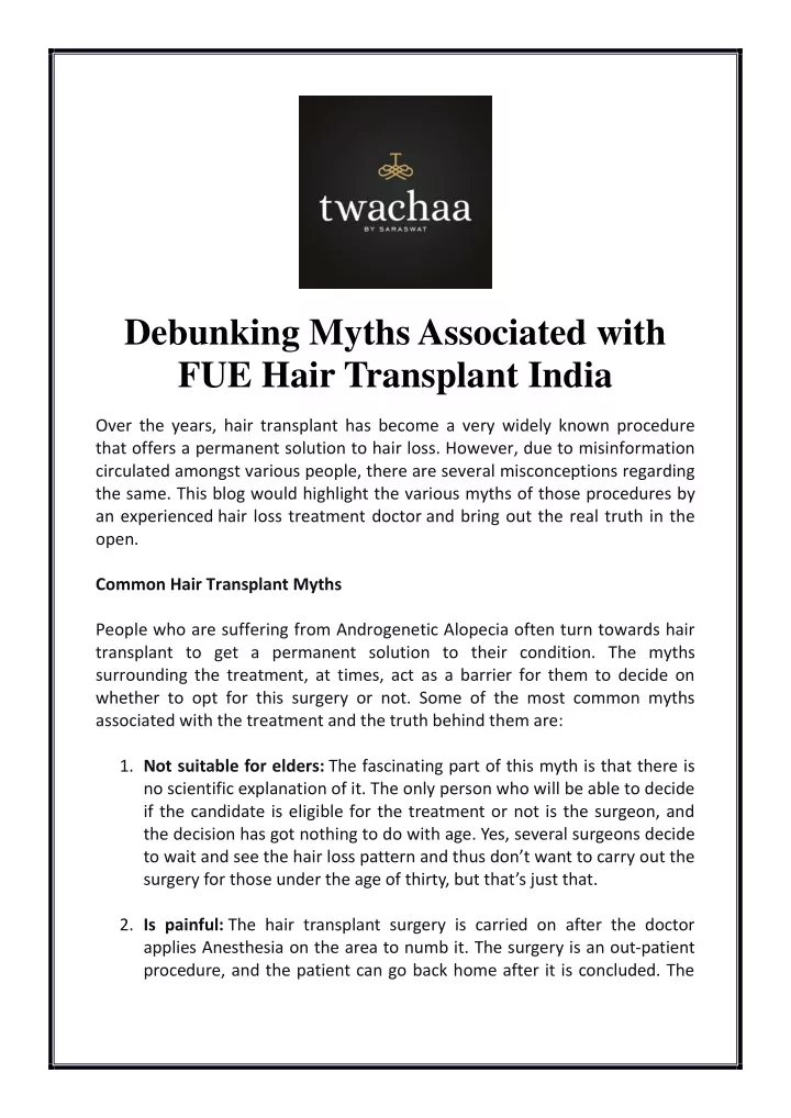debunking myths associated with fue hair