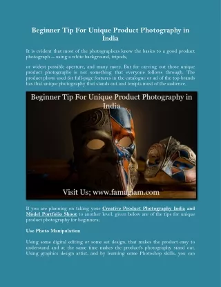 Beginner Tip For Unique Product Photography in India