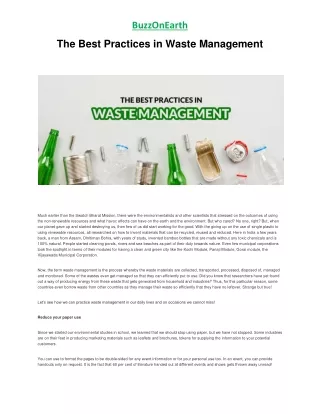 The Best Practices in Waste Management