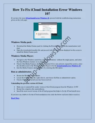 how to fix icloud installation error windows 10