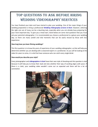 Top Questions to Ask Before Hiring Wedding Videography Services