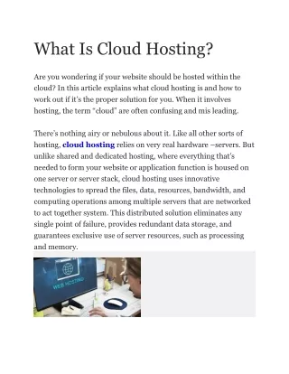 What Is Cloud Hosting?
